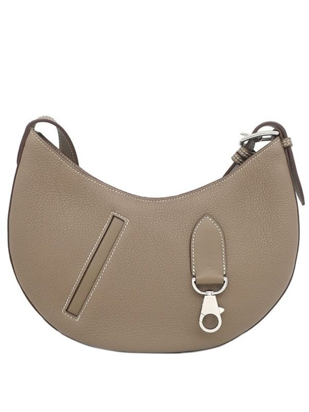 Hermes Shoulder Bag Petit Arcon Togo Swift Etoupe Silver Greige Half Moon